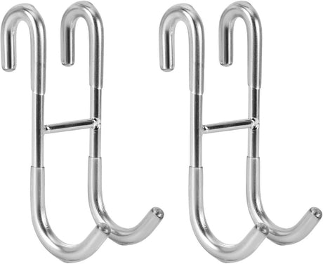 No-Drill Shower Door Hooks - 2-Pack for Rimless Glass Doors - Rubber Scratch Protection