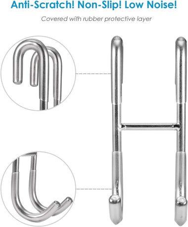 No-Drill Shower Door Hooks - 2-Pack for Rimless Glass Doors - Rubber Scratch Protection