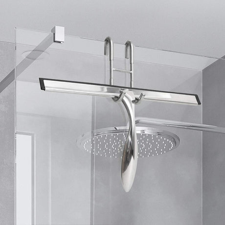 No-Drill Shower Door Hooks - 2-Pack for Rimless Glass Doors - Rubber Scratch Protection