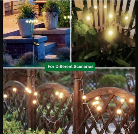 Outdoor Lighting - Solar Garden Lighting - Mood Lamp - LED Solar Garden Lamp - Firefly Shaped - 6 Pots x 2 - Waterproof for Outdoor Use - Suitable for Decorating Patio Paths - Warm Tones