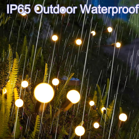Outdoor Lighting - Solar Garden Lighting - Mood Lamp - LED Solar Garden Lamp - Firefly Shaped - 6 Pots x 2 - Waterproof for Outdoor Use - Suitable for Decorating Patio Paths - Warm Tones