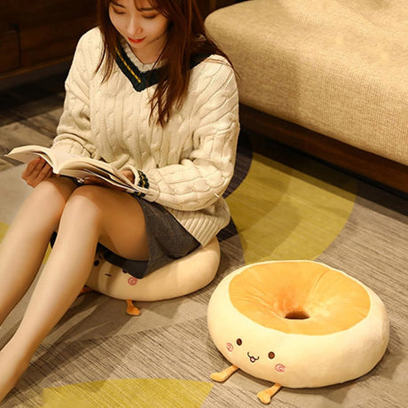 Round Seat Cushion - Round Chair Cushion - Donut Seat Cushion - Cute and Soft Decorative Cushion - Cartoon Design - Suitable Chairs for Bedrooms, Schools and Offices - 38*38*14cm (Stick Out Tongue Style)