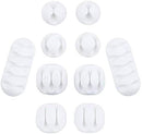 10-Piece Desk Cable Management Set - Multifunctional Cable Clamps - Desk Cable Organizer for TV, PC, Laptop, Home Office - (White)