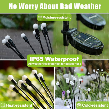 Outdoor Lighting - Solar Garden Lighting - Mood Lamp - LED Solar Garden Lamp - Firefly Shaped - 10 Pots x 2 - Waterproof for Outdoor Use - Suitable for Decorating Patio Paths - Warm Tones