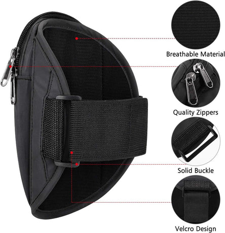 Sports Bag - Running Armband - Phone Holder for Running - Reflective Sports Accessories - With Adjustable Shoulder Strap - Suitable for Running, Camping and Hiking (Black)