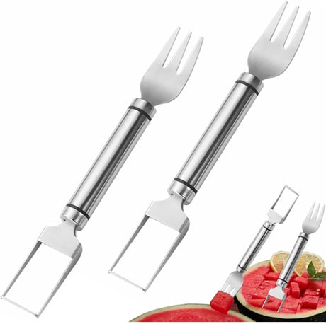 Watermelon Fork - Multifunctional Watermelon Slicer - Fruit Cutter - Portable Tool 2-Piece Set