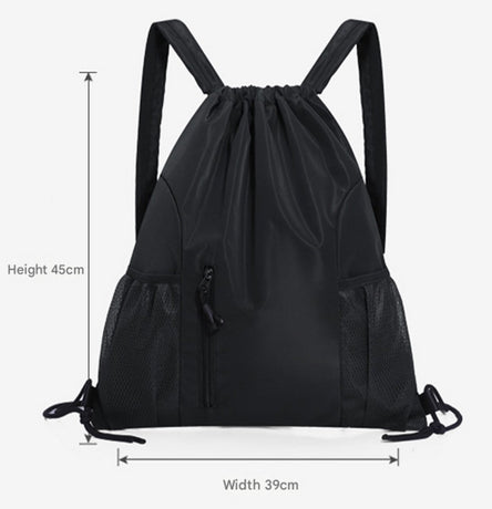 One-Piece Backpack - Drawstring Backpack - Large Capacity - Lightweight - Separate Wet and Dry Compartments, Sports Backpack - Suitable for Travel and Fitness - Black