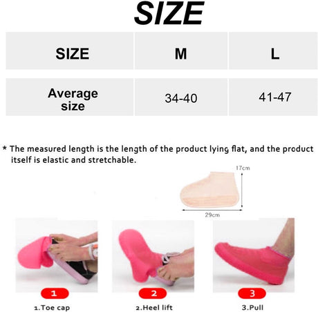 Overshoes - 1 Pair - Waterproof Silicone Overshoes - Reusable, Non-slip, Suitable for Outdoor Activities (Pink - Size L)