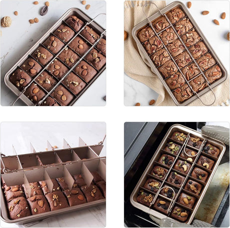Baking Pan - Cake Pan - Bread Baking Pan - Baking Tray - With Cutting Aid Function - With Non-Slip Handle - Suitable for making cakes, chocolate, pastries, pies, cookies, etc. - 30 x 20 x 5 cm
