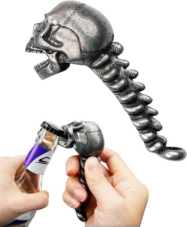 Skeleton Bottle Opener - Beer Opener - Robust Stainless Steel with Ergonomic Grip - Keychain Size - For Bar & Party