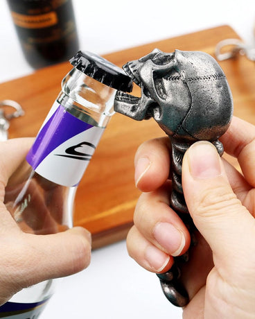 Skeleton Bottle Opener - Beer Opener - Robust Stainless Steel with Ergonomic Grip - Keychain Size - For Bar & Party