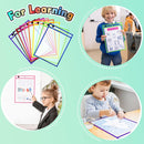 Erasable and Writable Folders - Pack of 30 | Includes 30 water-based whiteboard markers and 3 iron rings - Transparent plastic folders/protective covers - Drawing and tracing bags - Erasable and writable - Random colors
