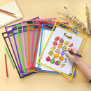 Erasable and Writable Folders - Pack of 30 | Includes 30 water-based whiteboard markers and 3 iron rings - Transparent plastic folders/protective covers - Drawing and tracing bags - Erasable and writable - Random colors