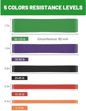 Resistance Bands - Pull-up Bands - Training Bands - Fitness Bands - Set of 5 Bands - 5 Different Resistances - Set for Training, Fitness, Exercises, and Physical Therapy for Men and Women - Includes Carrying Bag
