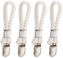 Set of 4 - Woven Cotton Ring, Metal Towel Clips - Hanging Ring and Storage Clips - Suitable for Home, Bedroom and Bathroom - Multifunctional