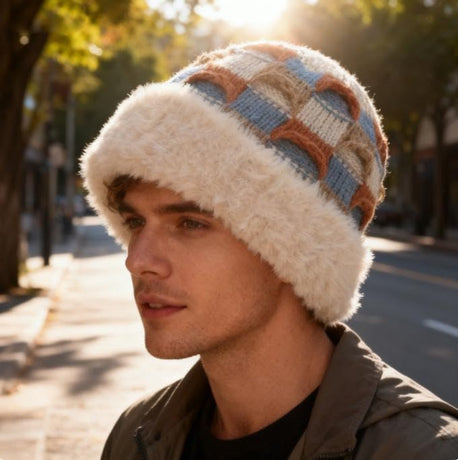 Winter Warm Knitted Hat - With Fleece Lining - Unisex - Suitable for Cold Weather（Beige）