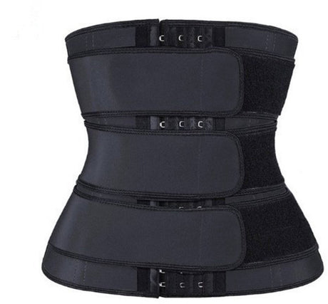 Women Sweat Reducer Training Belt - Sweatband - Waist Trainer - Slimming Belly Band - 3-Row Closure & Breathable Material - Extended Sizes (S to 6XL) - Black, L