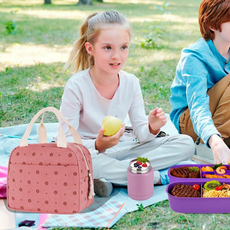 Cooler Bags - Lunch Bag - Handle Strap - Cooler Bag - Lunch Bag - Insulated Cooler Bag - Picnic Bag - 25.5*21*17cm - Suitable for work, office, travel and picnics（Pink）