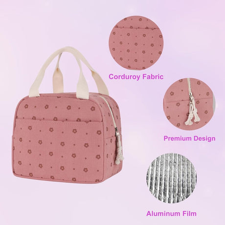 Cooler Bags - Lunch Bag - Handle Strap - Cooler Bag - Lunch Bag - Insulated Cooler Bag - Picnic Bag - 25.5*21*17cm - Suitable for work, office, travel and picnics（Pink）