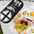 2 Person Cutlery Set (10-piece) - Camping Set for 2 People - Spoons, Knives, Forks, Steak Knives - 10 Pieces Stainless Steel Cutlery - Including Carrying Bag - For Picnic & Travel - Silver