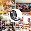 2 Person Cutlery Set (10-piece) - Camping Set for 2 People - Spoons, Knives, Forks, Steak Knives - 10 Pieces Stainless Steel Cutlery - Including Carrying Bag - For Picnic & Travel - Silver