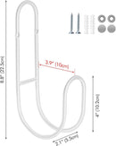Garden Hose Hanging System - Wall Mount for Neat Storage - Stainless Steel Frame - White