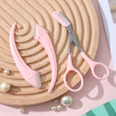 Eyebrow Trimmer - Eyebrow Trimmer for Women - Pink Eyebrow Trimming Set - Scissors with Comb - Safety Razor - Suitable for Daytime Skin Care