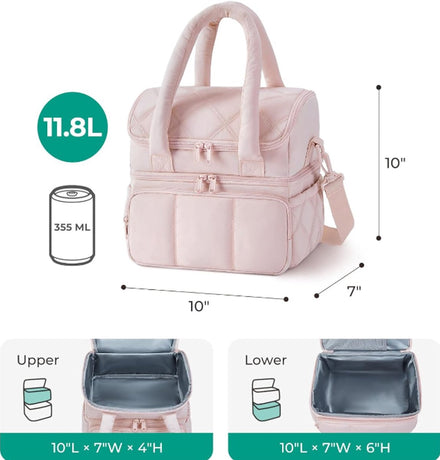 Cooler Bags - Lunch Bag - Handle Strap - Cooler Bag - Lunch Bag - Insulated Cooler Bag - Picnic Bag - Suitable for work, office, travel and picnics（Pink）