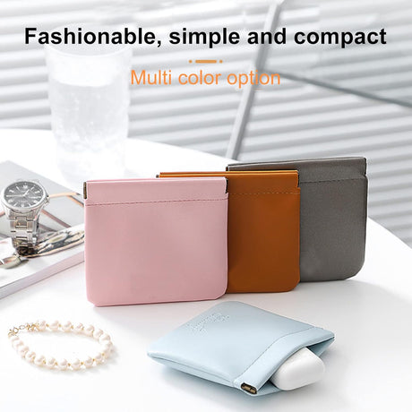 5pcs Lambskin Pocket Cosmetic Bag Makeup Pouch for Women Mini Makeup Bag Travel Storage -Waterproof Portable Squeeze Top Self-closing