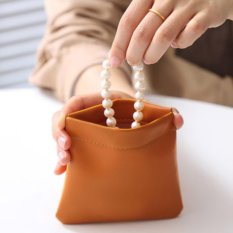 5pcs Lambskin Pocket Cosmetic Bag Makeup Pouch for Women Mini Makeup Bag Travel Storage -Waterproof Portable Squeeze Top Self-closing