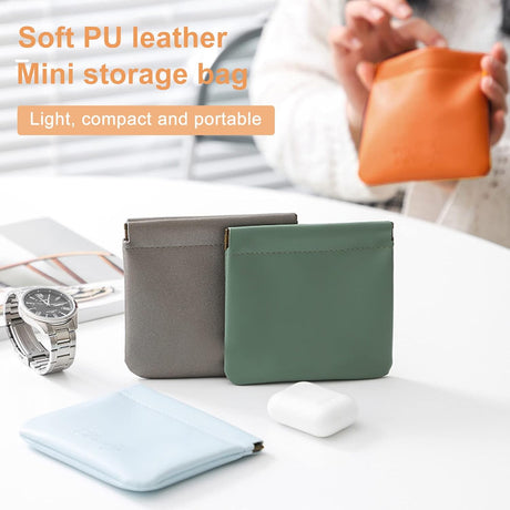 5pcs Lambskin Pocket Cosmetic Bag Makeup Pouch for Women Mini Makeup Bag Travel Storage -Waterproof Portable Squeeze Top Self-closing
