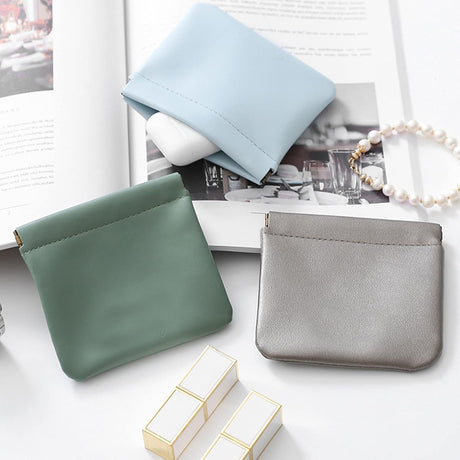 5pcs Lambskin Pocket Cosmetic Bag Makeup Pouch for Women Mini Makeup Bag Travel Storage -Waterproof Portable Squeeze Top Self-closing