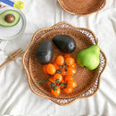 1pc Rattan Fruit Basket, Hand Woven Bread Basket, Tabletop Round Wicker Food Serving Storage Bowl, Natural Woven Decorative Baskets for Home Kitchen Counter Organizing