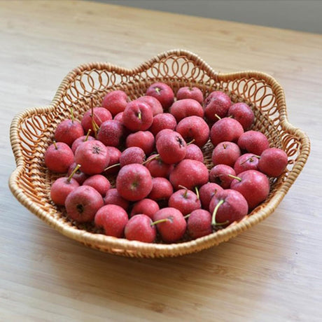 1pc Rattan Fruit Basket, Hand Woven Bread Basket, Tabletop Round Wicker Food Serving Storage Bowl, Natural Woven Decorative Baskets for Home Kitchen Counter Organizing