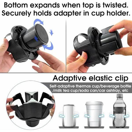 Two-in-one - Multifunctional - Car Cup Holder - Car Cup Holder - Extension Adapter - Rotatable and Adjustable Double Bottle Holder