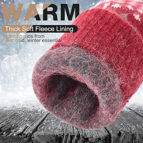 Pack of 3 pairs - Warm winter gloves for women - Extra thick - Knitted imitation - Suitable for cold winter weather (style A)