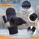 Pack of 3 pairs - Warm winter gloves for women - Extra thick - Knitted imitation - Suitable for cold winter weather (style D)