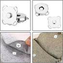 Magnetic Snap Fasteners - Pack of 12 - Plum Blossom Shaped Concealed Snap Fasteners - 14mm Hook & Loop Fasteners - Suitable for DIY projects such as wool and leather wallets, bags, clothing and handbags (Silver)
