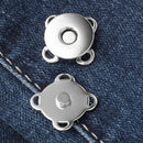 Magnetic Snap Fasteners - Pack of 12 - Plum Blossom Shaped Concealed Snap Fasteners - 14mm Hook & Loop Fasteners - Suitable for DIY projects such as wool and leather wallets, bags, clothing and handbags (Silver)