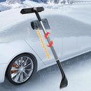 3-in-1 Snow Brush and Ice Scraper for Car Windows - Extendable Snow Remover - 360° Rotating Snow Brush and Ice Scraper with Long Handle (Gray)