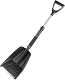 Folding Snow Shovel - Large Capacity | Lightweight & Portable - Wide Snow Clearing Range with Ergonomic D-Shaped Handle and Aluminum Blade - Snow Shovel for Outdoors, Cars, Gardens, Camping, Driveways（Black）