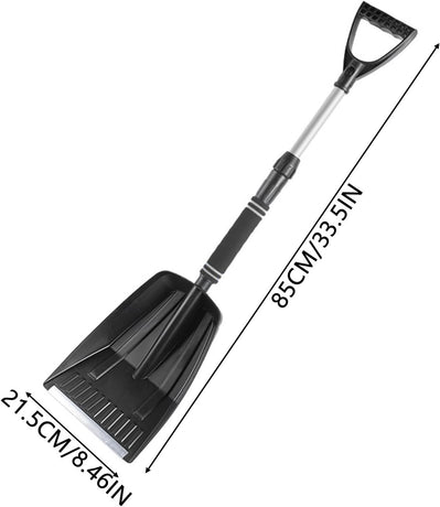Folding Snow Shovel - Large Capacity | Lightweight & Portable - Wide Snow Clearing Range with Ergonomic D-Shaped Handle and Aluminum Blade - Snow Shovel for Outdoors, Cars, Gardens, Camping, Driveways（Black）
