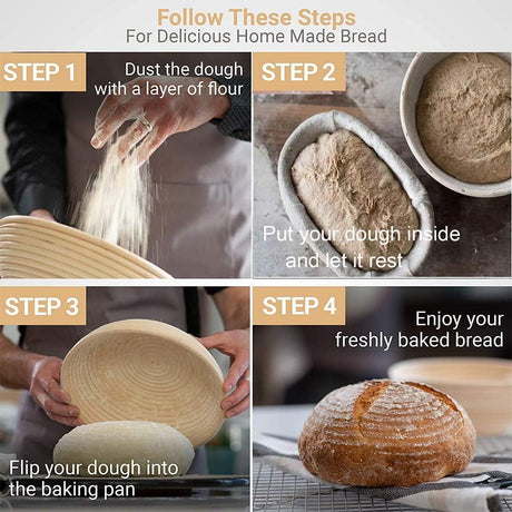 Proofing Basket Ø 25 cm - Bread Baking - Banneton - Proofing Basket Bread - Proofing Basket Round - Rattan Bread Pan - Dough Basket - incl. Dough Linen | 1 piece