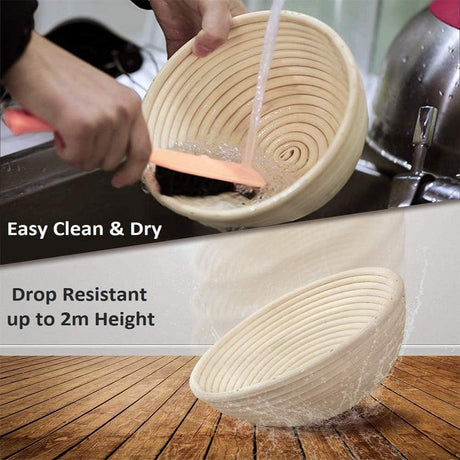 Proofing Basket Ø 25 cm - Bread Baking - Banneton - Proofing Basket Bread - Proofing Basket Round - Rattan Bread Pan - Dough Basket - incl. Dough Linen | 1 piece