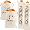 Bread Bag | Pack of 4 - Reusable Bread Bags - Drawstring Bread Bags - Storage Bags - Washable Fabric Bread Bags - Breathable Cotton - For Homemade Bread, Baguettes, and Other Pastries（Black）