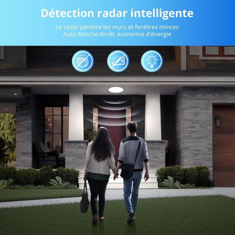 LED Ceiling Light with Motion Sensor 12W 6000K Round LED Ceiling Lamp Radar Motion Detector for Outdoor Indoor Staircase Bathroom Garage Hallway 205cm