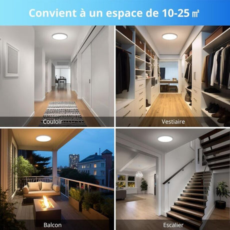 LED Ceiling Light with Motion Sensor 12W 6000K Round LED Ceiling Lamp Radar Motion Detector for Outdoor Indoor Staircase Bathroom Garage Hallway 205cm