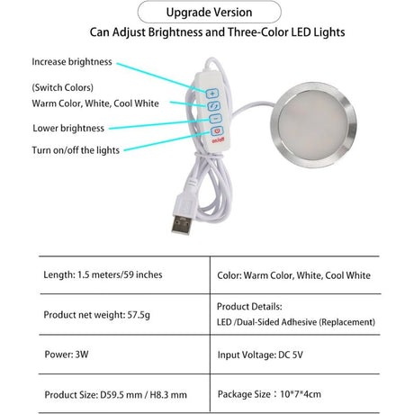 LED 001 Three Colors for Bambu Lab Makerworld 3D Printing Bulb Kit Spare Parts 5V USB Powered Warm Light 3000K