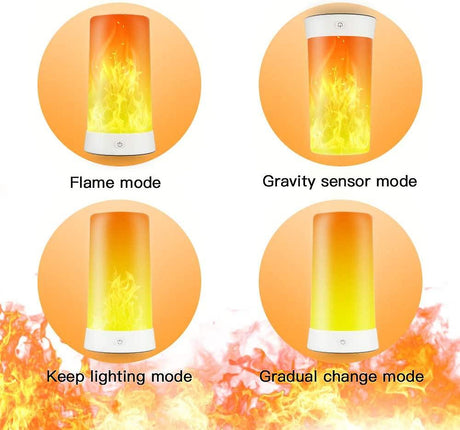 2 sets of Acsery LED flame lamps with remote control. USB rechargeable flame effect