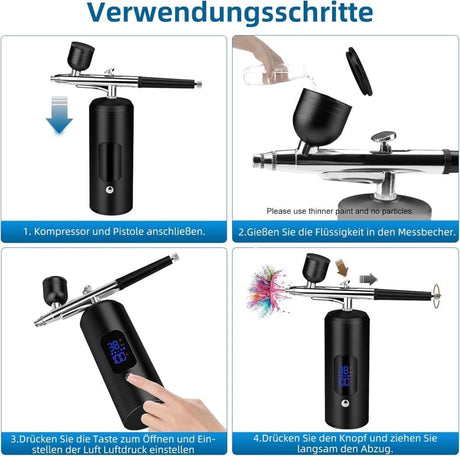 Airbrush Machine - Wireless Spray Gun Set with USB Charging and 3 Speed Modes, for Nail Art, Cake Decorating and Painting